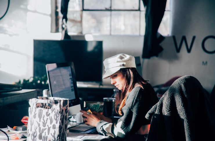 office life michaela at desk