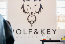 wolf and key logo wall art