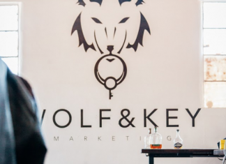 wolf and key logo wall art